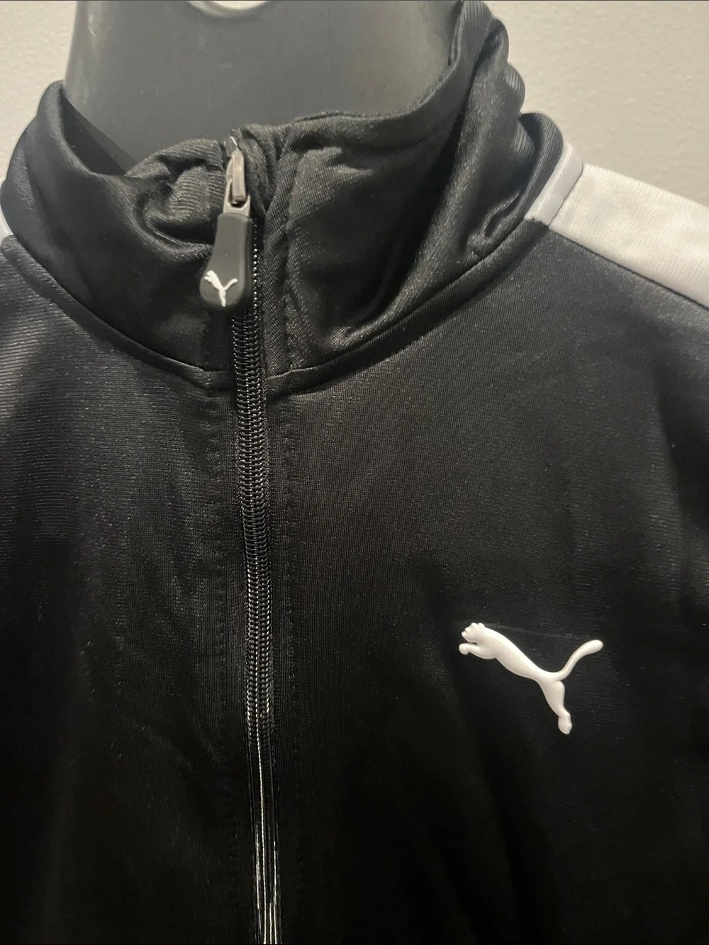 Puma Black and White Full-Zip Athletic Jacket